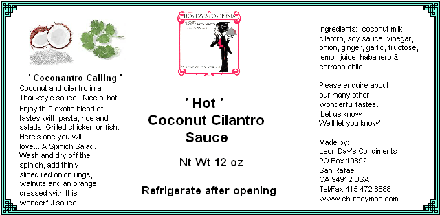 'hot' coconut cilantro sauce